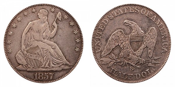 1857 S Seated Liberty Half Dollar 