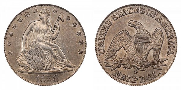 1858 S Seated Liberty Half Dollar 