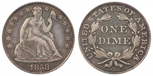 1858 Seated Liberty Dime