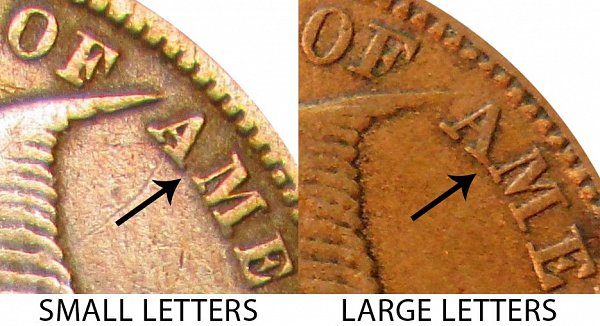 1858 Small Letters vs Large Letters Flying Eagle Cent - Comparisions and Differences