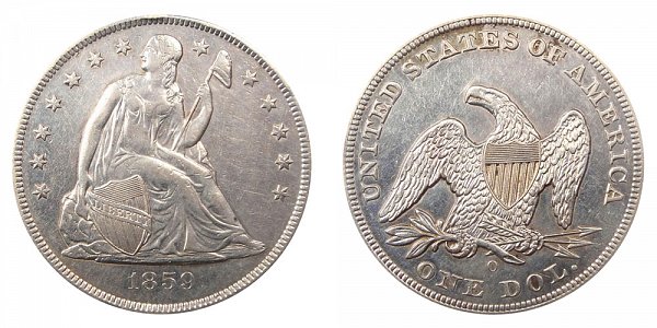 1859 O Seated Liberty Silver Dollar 