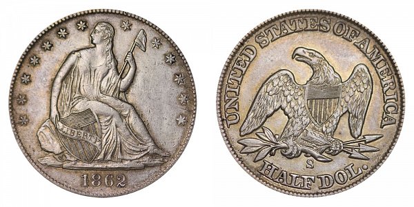 1862 S Seated Liberty Half Dollar 