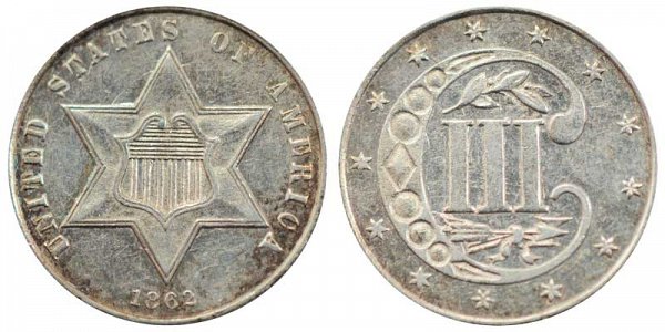 1862 Silver Three Cent Piece Trime 