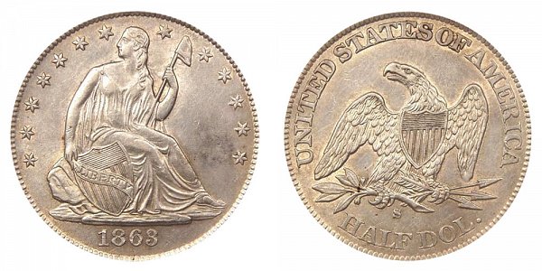 1863 S Seated Liberty Half Dollar 