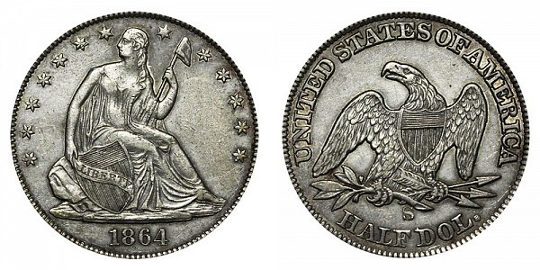 1864 S Seated Liberty Half Dollar 