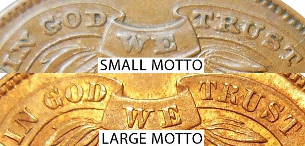 1864 Small Motto vs Large Motto Two Cent Piece - Difference and Comparison