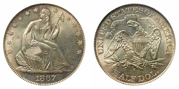 1867 S Seated Liberty Half Dollar 