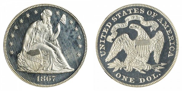 1867 Seated Liberty Silver Dollar 