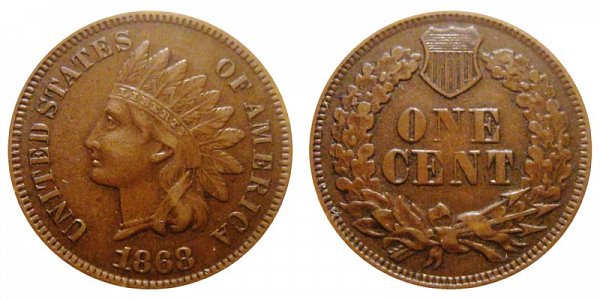 1868 Indian Head Cent Penny