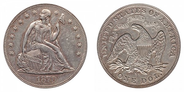 1870 CC Seated Liberty Silver Dollar 