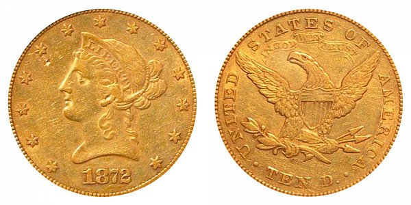 1872 CC Liberty Head $10 Gold Eagle - Ten Dollars 