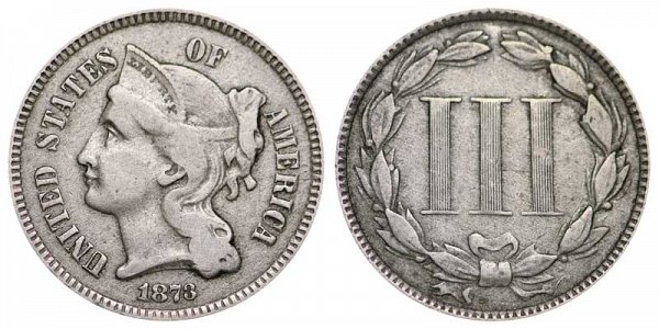 1873 Nickel Three Cent Piece - Closed 3