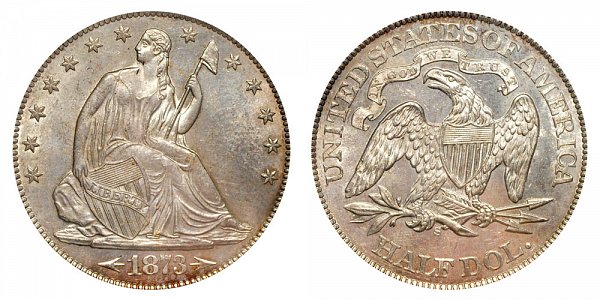 1873 S Seated Liberty Half Dollar - With Arrows At Date 