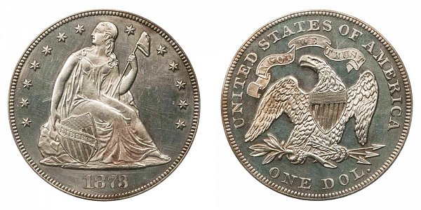 1873 Seated Liberty Silver Dollar 