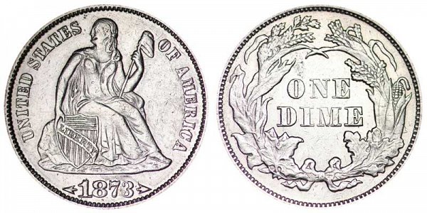 1873 Seated Liberty Dime - With Arrows At Date