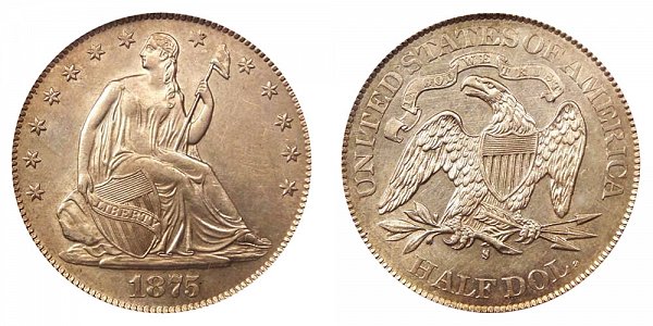 1875 S Seated Liberty Half Dollar 
