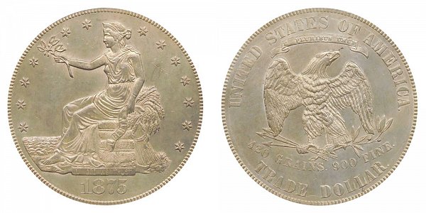 1875 Type 2 Trade Silver Dollar 