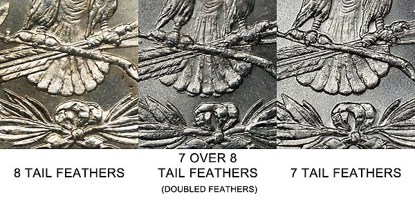 1878 Morgan Silver Dollar - 7 Tail Feathers vs 7/8 Doubled Tail Feathers 8 Tail Feathers - Difference and Comparison