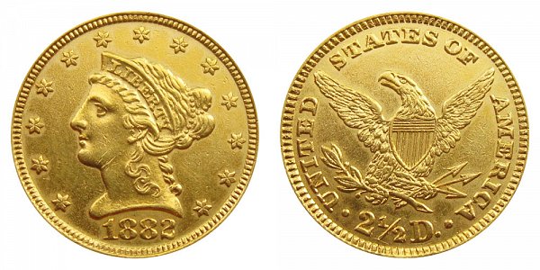 1882 Liberty Head $2.50 Gold Quarter Eagle - 2 1/2 Dollars 