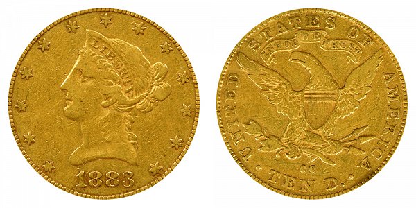 1883 CC Liberty Head $10 Gold Eagle - Ten Dollars 