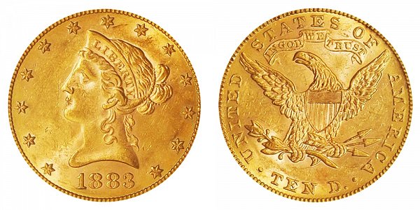 1883 Liberty Head $10 Gold Eagle - Ten Dollars 