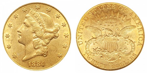 1884 CC Liberty Head $20 Gold Double Eagle - Twenty Dollars 