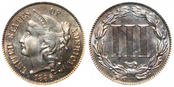 1886 Nickel Three Cent Piece - Proof 