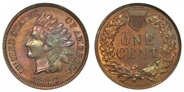 1886 Type 2 Indian Head Cent Penny