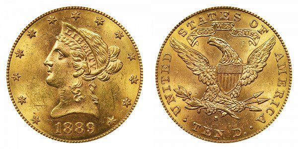 1889 S Liberty Head $10 Gold Eagle - Ten Dollars 