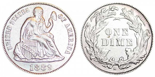 1889 S Seated Liberty Dime 