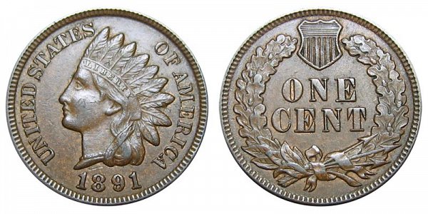 1891 Indian Head Cent Penny