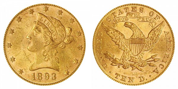 1893 Liberty Head $10 Gold Eagle - Ten Dollars 