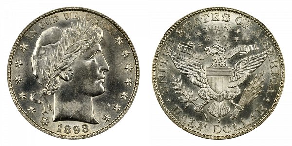 1893 S Barber Silver Half Dollar