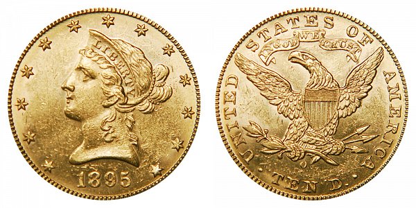 1895 O Liberty Head $10 Gold Eagle - Ten Dollars