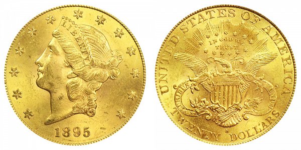 1895 S Liberty Head $20 Gold Double Eagle - Twenty Dollars 