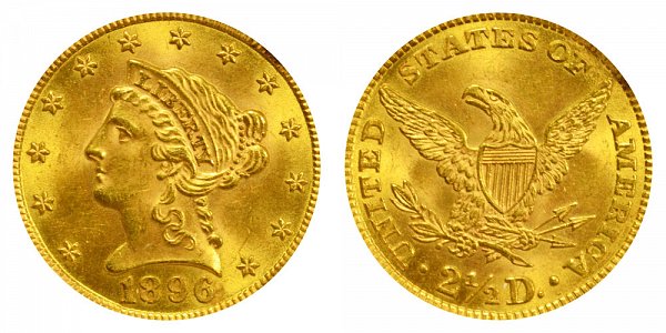 1896 Liberty Head $2.50 Gold Quarter Eagle - 2 1/2 Dollars 