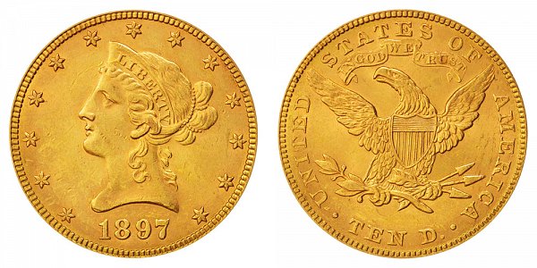 1897 Liberty Head $10 Gold Eagle - Ten Dollars 
