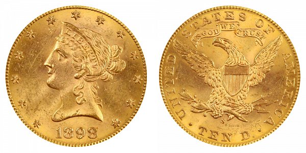 1898 S Liberty Head $10 Gold Eagle - Ten Dollars 