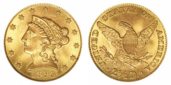1899 Liberty Head $2.50 Gold Quarter Eagle - 2 1/2 Dollars 