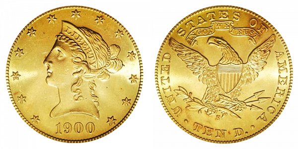 1900 S Liberty Head $10 Gold Eagle - Ten Dollars 