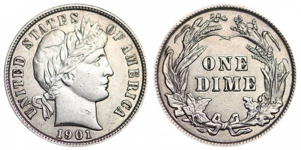 1901 Silver Barber Dime