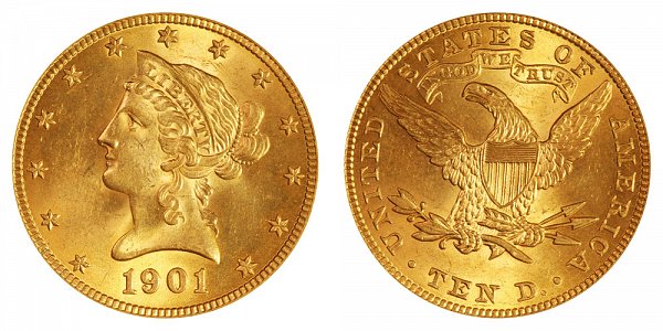 1901 Liberty Head $10 Gold Eagle - Ten Dollars