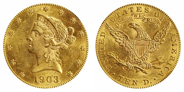 1903 Liberty Head $10 Gold Eagle - Ten Dollars 