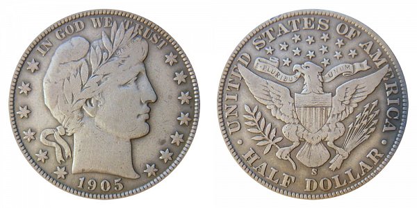 1905 S Barber Silver Half Dollar