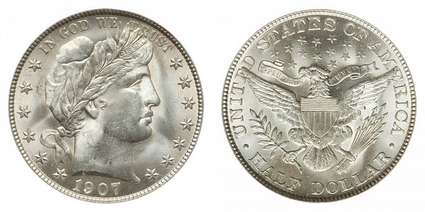 1907 Barber Silver Half Dollar 