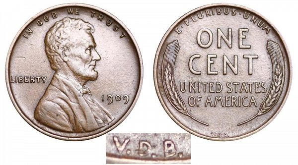 1909 VDB Lincoln Wheat Cent Penny
