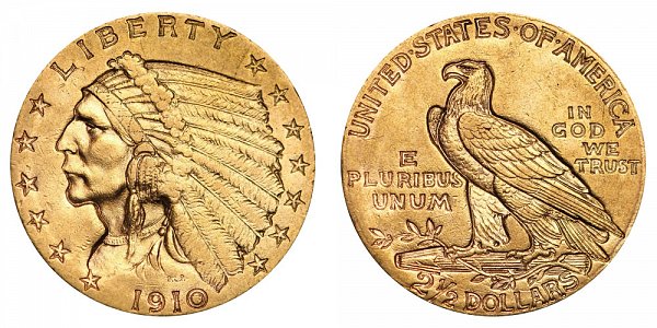 1910 Indian Head $2.50 Gold Quarter Eagle - 2 1/2 Dollars 