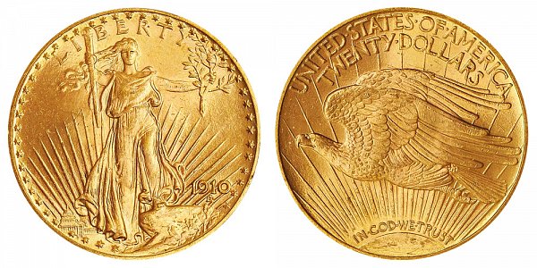1910 Saint Gaudens $20 Gold Double Eagle - Twenty Dollars 