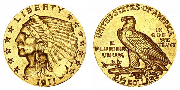 1911 Indian Head $2.50 Gold Quarter Eagle - 2 1/2 Dollars