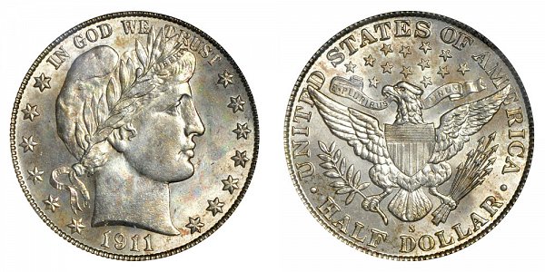 1911 S Barber Silver Half Dollar